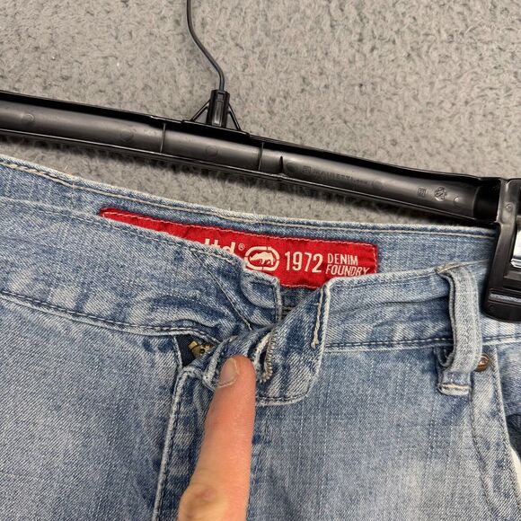 Vintage Ecko Unltd Jeans men's 36 Blue Denim Light Baggy Thrashed Y2k NO BUTTON - Picture 4 of 13